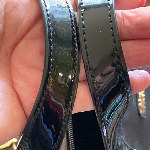 Harrods Glossy Black Handle Shoulder Bag - Picture 4 of 5